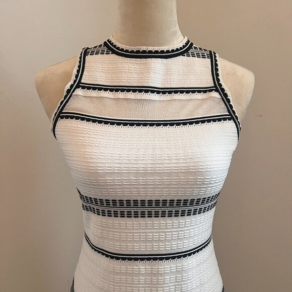 Textured Body Contour Midi Dress by Express - Size Small - Black & White Striped - Picture 5 of 12